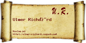 Ulmer Richárd névjegykártya